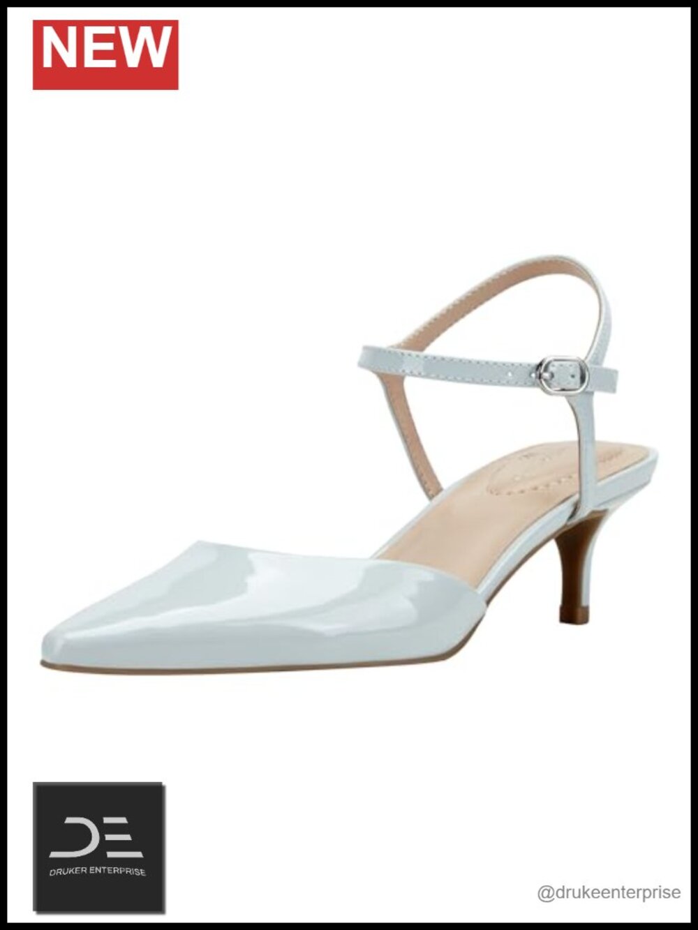 Faux Patent Leather Kitten Heel Ankle Strap Pumps